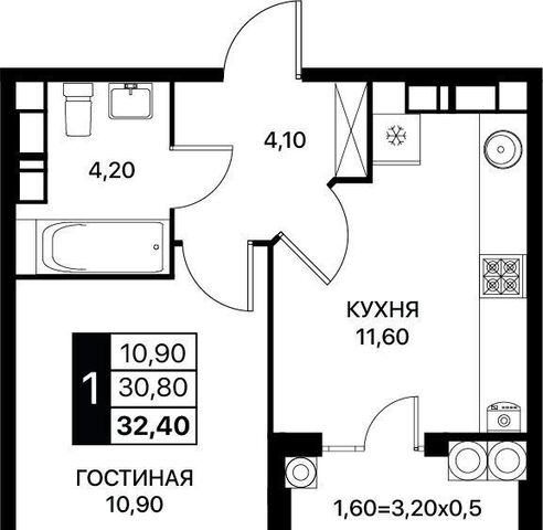 квартира р-н Первомайский дом 23 ЖК «Сияние Квартал на Шолохова» корп. 1 фото