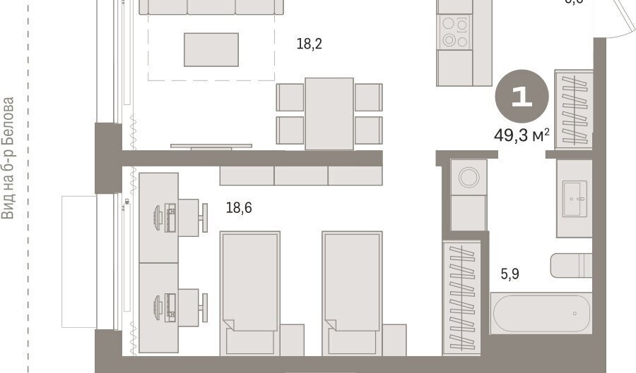 квартира г Омск Кварталы Драверта 1 Кировский АО фото 17