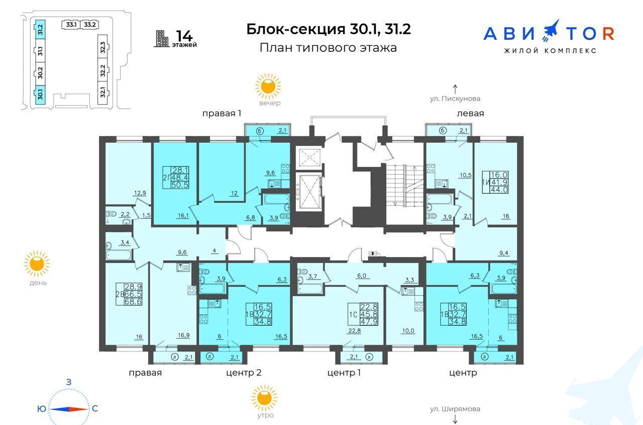 квартира г Иркутск р-н Октябрьский ЖК «АВИАТОR» ул. Пискунова/Ширямова/Советская фото 2