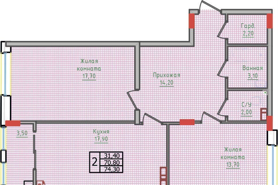 квартира г Ставрополь р-н Промышленный Юго-Западный ул Алексея Яковлева 5 фото 2