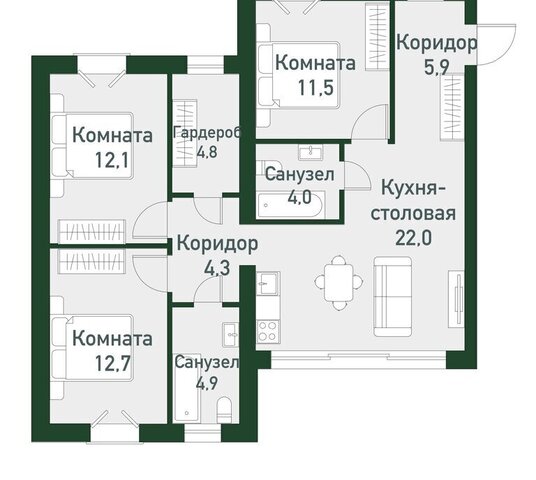 квартира р-н мкр Привилегия ул Кременкульская 34 Кременкульское сельское поселение фото