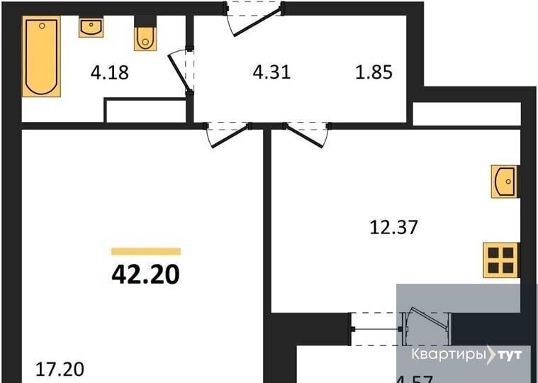 квартира г Воронеж р-н Ленинский ул Кривошеина 13/14 ЖК «Галилей» поз. 1 фото 1