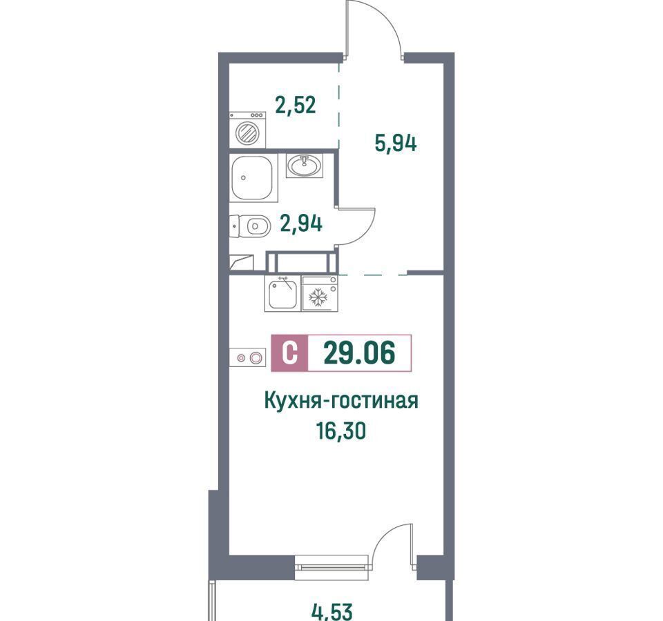 квартира р-н Всеволожский г Мурино пр-кт Авиаторов Балтики 23 ЖК «Фотограф» Девяткино, корп. 1 фото 1