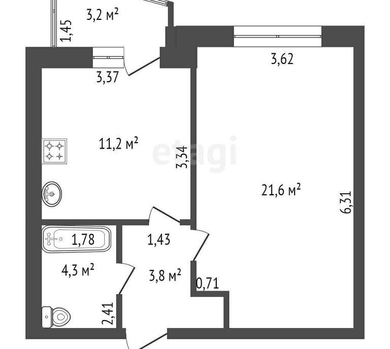 квартира г Уфа р-н Демский Дагестанская улица, 14/1 фото 18