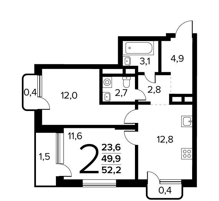 квартира г Щербинка квартал № 1 р-н Десёновское, № 61., корп. 6, п. Десеновское фото 1