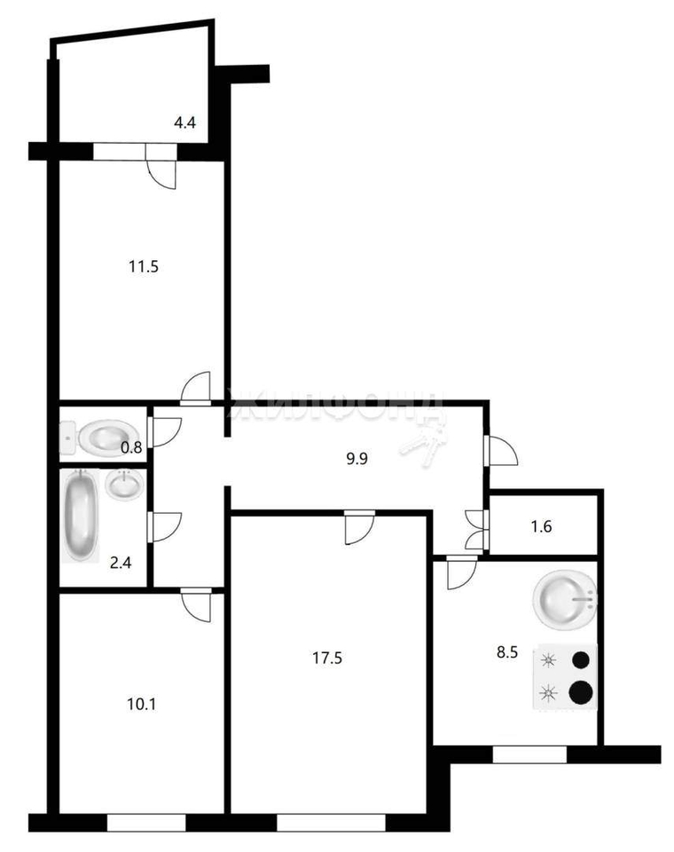 квартира г Искитим мкр Индустриальный 45 фото 11