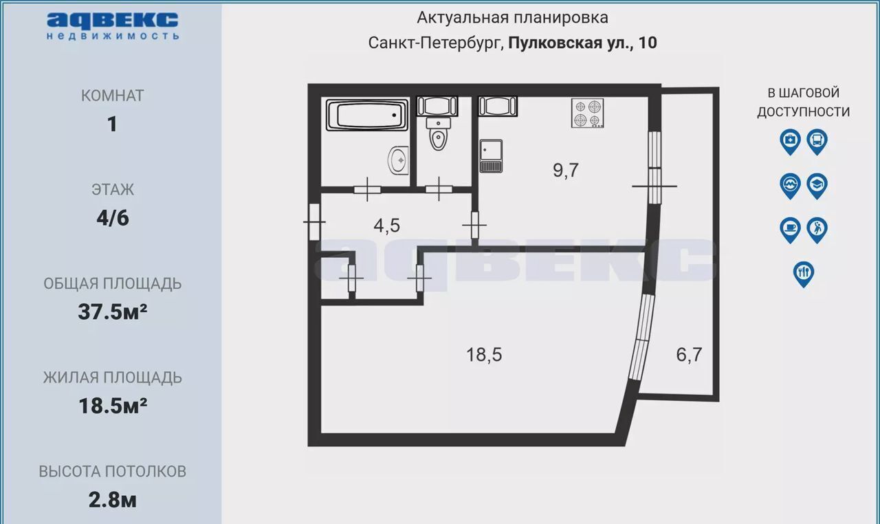 квартира г Санкт-Петербург ул Пулковская 10к/1 Звёздная фото 2