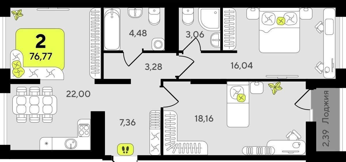 квартира г Тюмень р-н Центральный ул разведчика Кузнецова 10 ЖК «‎Окинава» Центральный административный округ фото 2