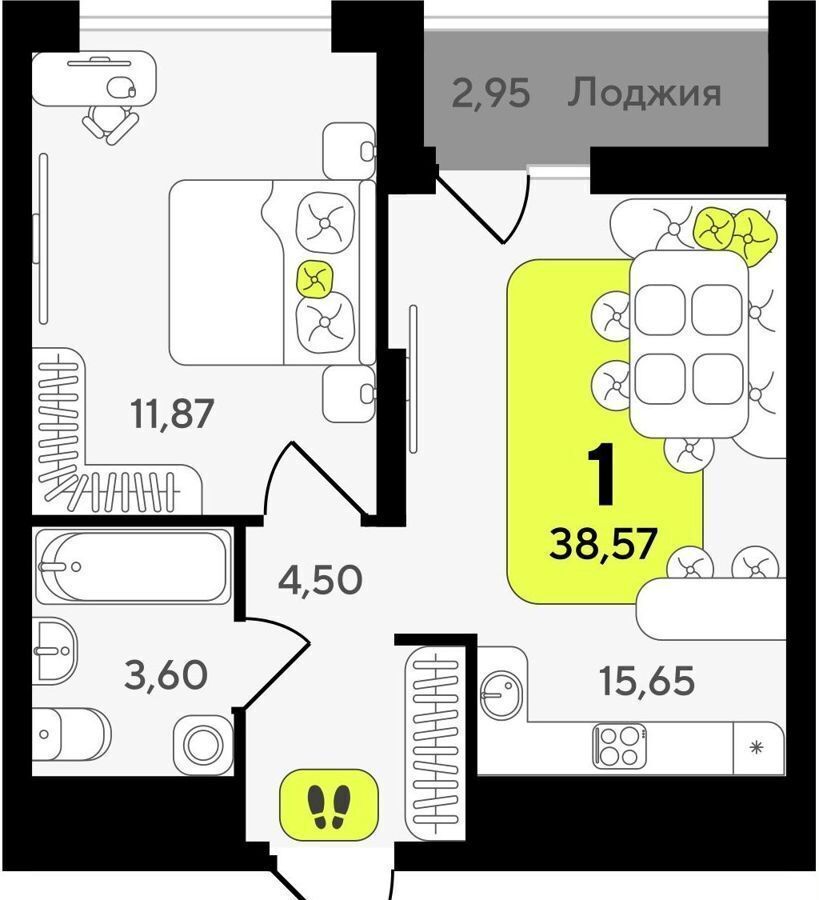 квартира г Тюмень р-н Центральный ул разведчика Кузнецова 10 ЖК «‎Окинава» Центральный административный округ фото 2