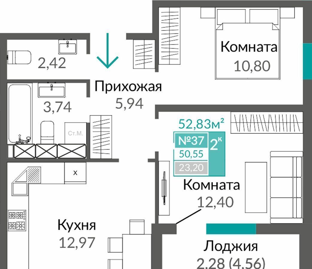 квартира г Симферополь р-н Киевский пр-кт Александра Суворова 107 ЖК Город «Крымская Роза».«Тюльпаны» фото 1