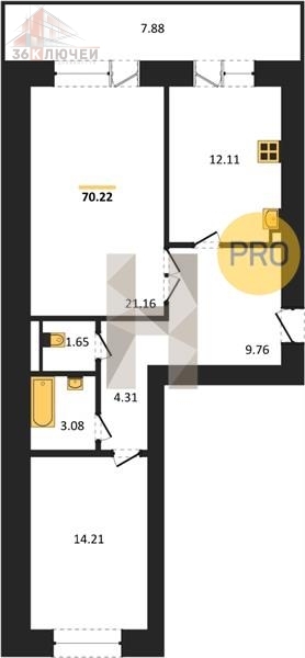 квартира г Воронеж р-н Коминтерновский пер Здоровья 90г/1к 2 фото 2