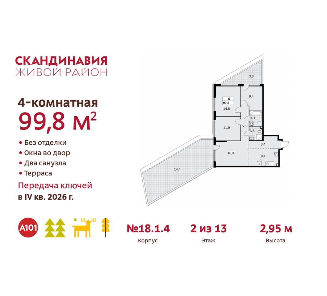 квартира г Москва п Сосенское жилой район «Скандинавия» Сосенское, жилой комплекс Скандинавия, 18. 1.4, Бутово фото 1