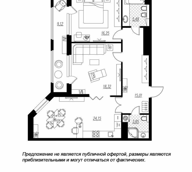 квартира г Санкт-Петербург метро Крестовский Остров коса Петровская ЖК «Петровская доминанта» округ Петровский фото 1