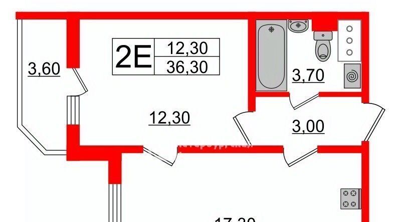 квартира г Санкт-Петербург метро Улица Дыбенко пр-кт Дальневосточный 39к/2 ЖК «Цивилизация» округ № 54 фото 2