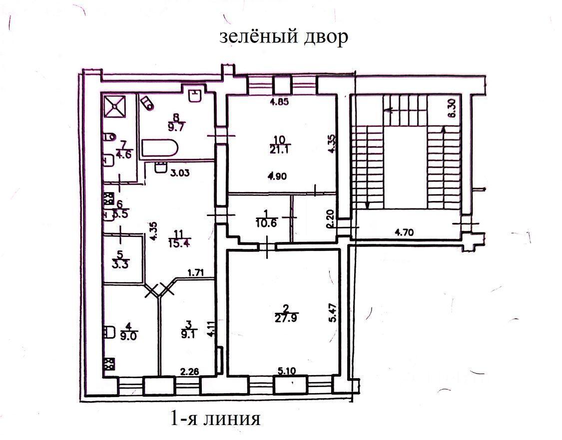 квартира г Санкт-Петербург р-н Василеостровский линия 1-я В.О. 40 округ № 7, О., Ленинградская область фото 25