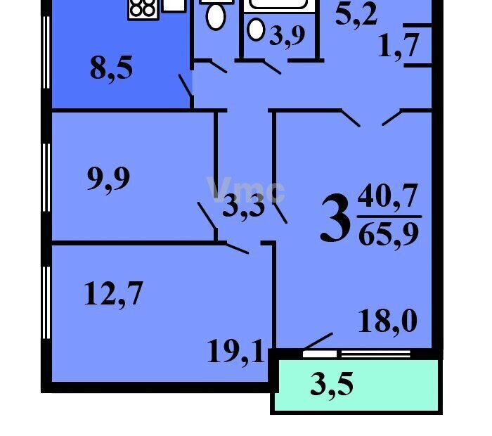 квартира г Москва ул Новаторов 40к/3 Новаторская фото 20