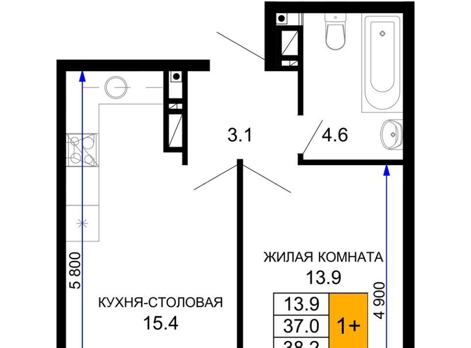 квартира г Краснодар р-н Прикубанский ЖК «Дыхание» фото 1