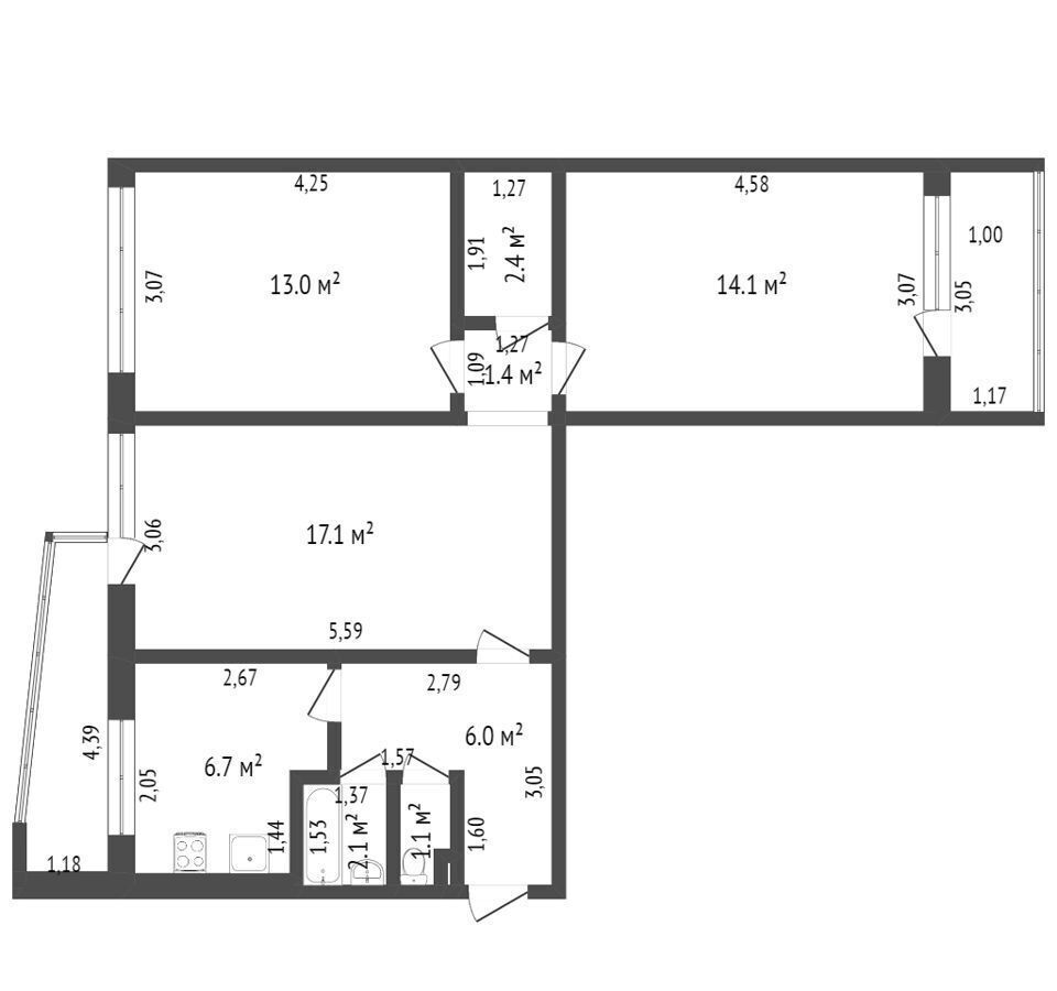 квартира г Калининград р-н Московский ул Багратиона 29 фото 31