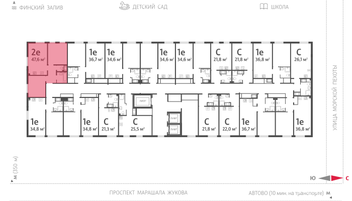 квартира г Санкт-Петербург ул Маршала Казакова 21 фото 2