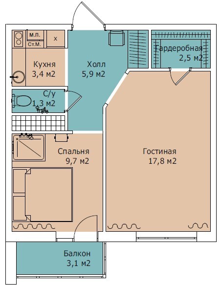 квартира г Санкт-Петербург метро Комендантский Проспект р-н Приморский ул Парашютная 25к/1 фото 2