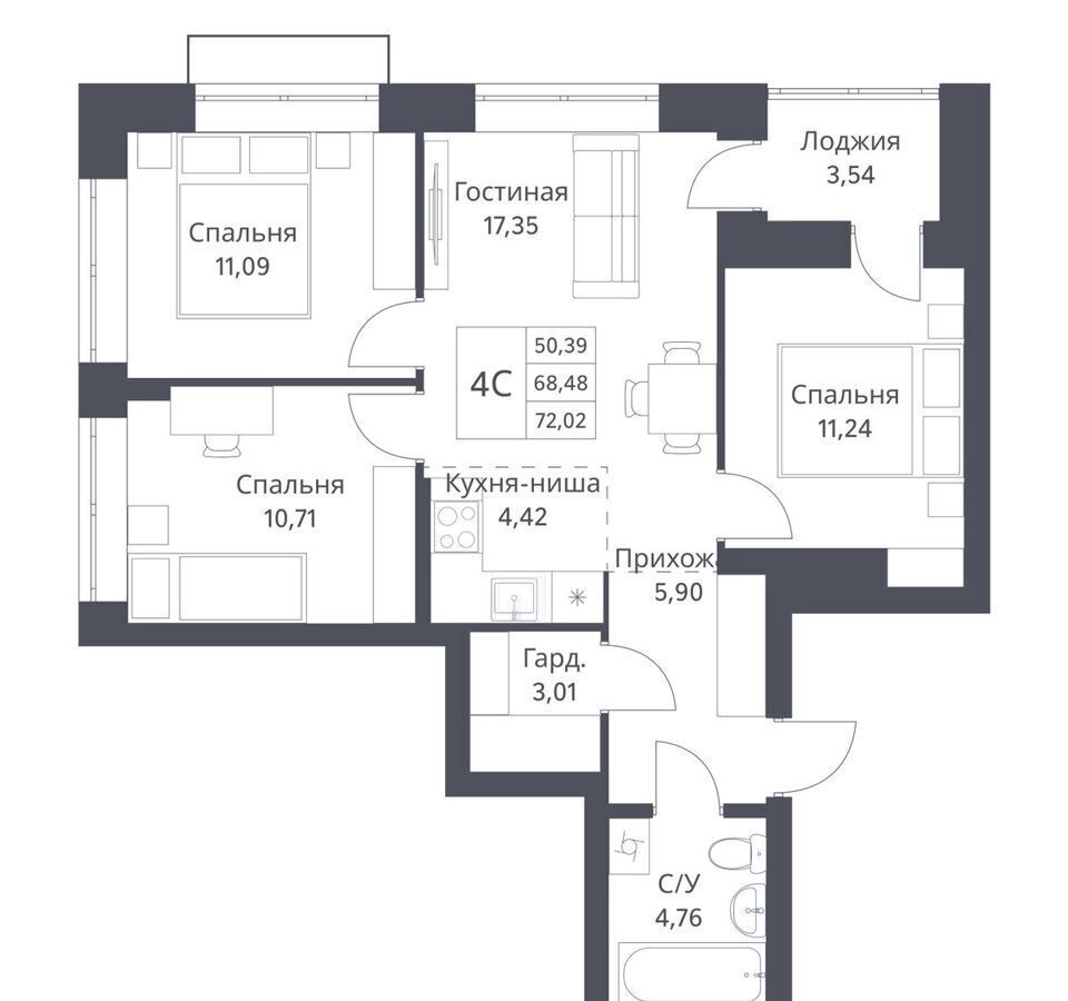 квартира г Новосибирск р-н Калининский ул Игарская 3 ЖК «Фора» Кулацкий фото 1