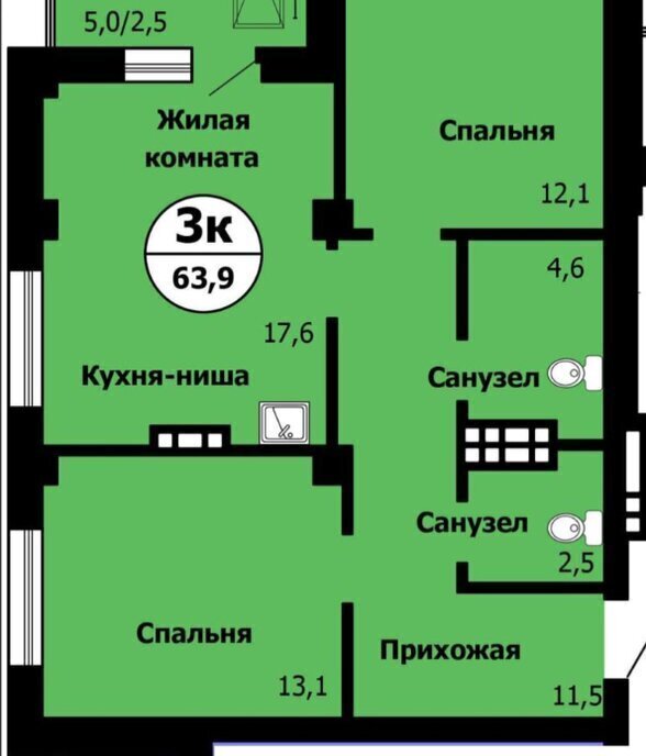 квартира г Красноярск р-н Октябрьский ул Лесопарковая 43к/2 ЖК «Серебряный» фото 1