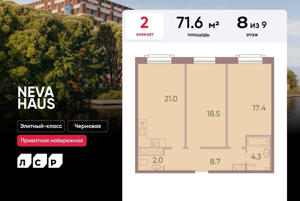 квартира г Санкт-Петербург метро Крестовский Остров пр-кт Петровский 9к/2 ЖК Neva Haus округ Петровский фото 1