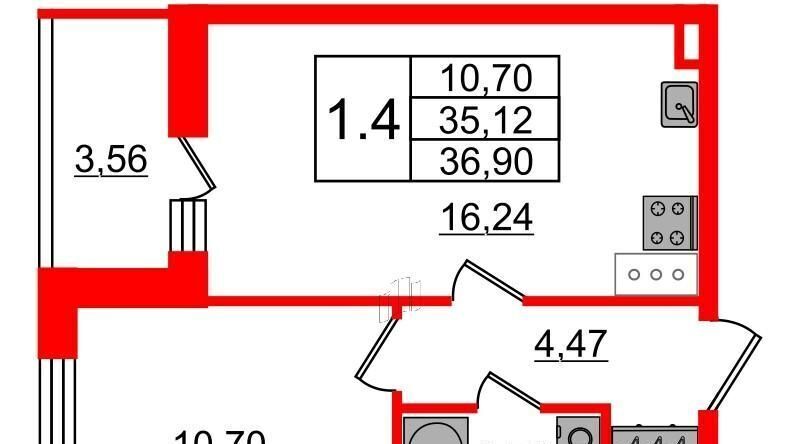 квартира г Санкт-Петербург метро Проспект Ветеранов ул Генерала Кравченко 7к/3 фото 50