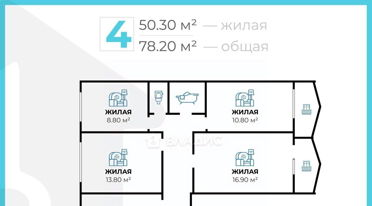 квартира г Волгоград мкр Ангарский р-н Дзержинский ул им. Тургенева 10а фото 28