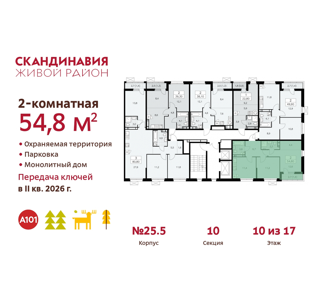 квартира г Москва п Сосенское б-р Скандинавский 25/5 жилой район «Скандинавия» Сосенское, Бутово фото 2