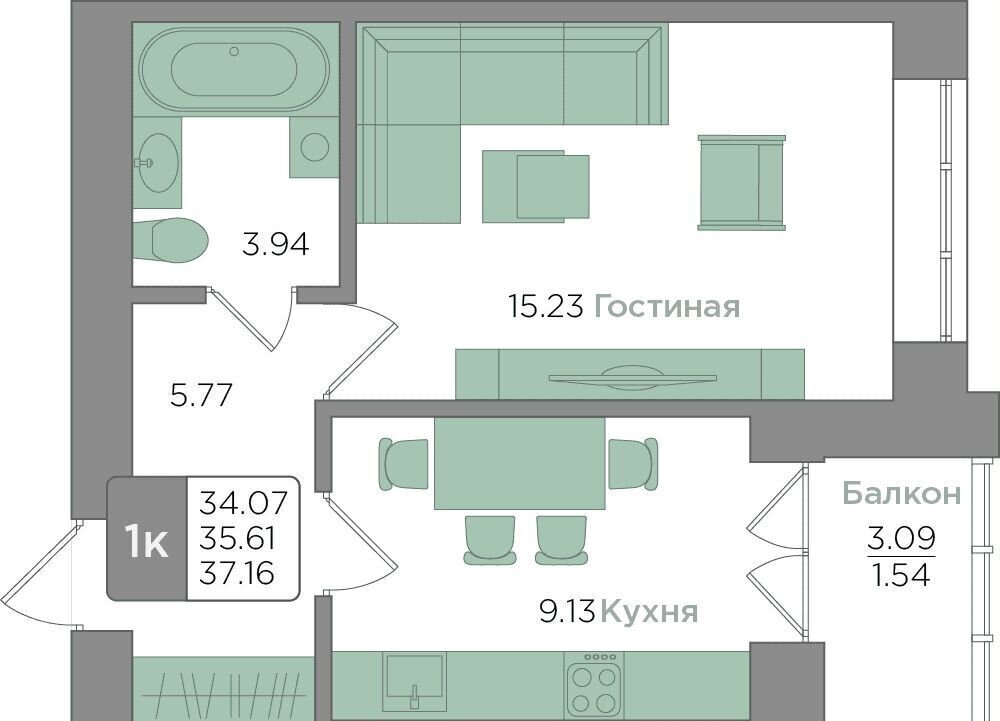 квартира г Калининград р-н Центральный ул Новгородская 3а ЖК «Новый город» корп. 5 фото 1