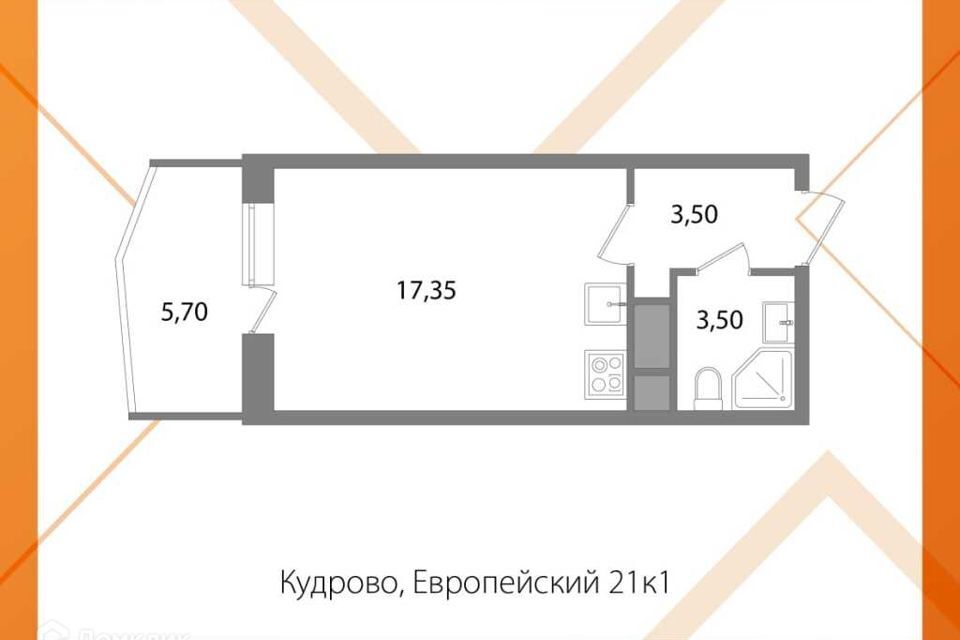 квартира г Кудрово Южное Кудрово пр-кт Европейский 21/1 Заневское городское поселение фото 2