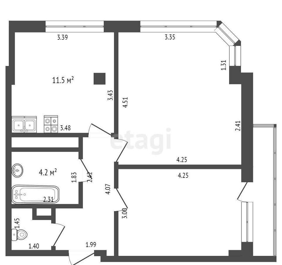 квартира г Севастополь ул Александра Маринеско 1ак/4 Крым фото 19