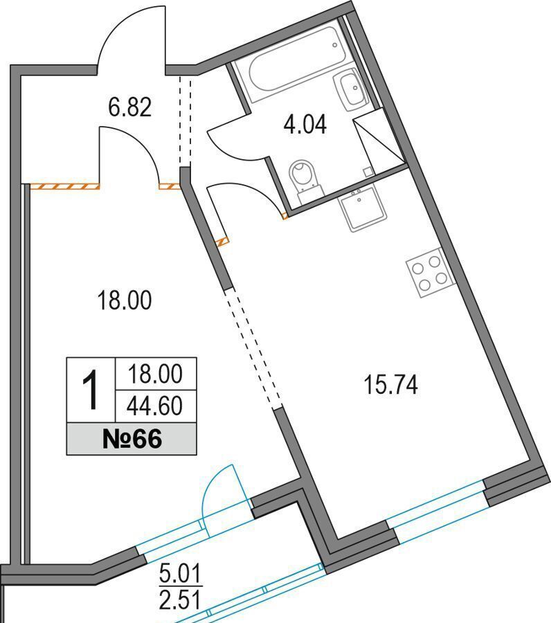 квартира г Санкт-Петербург метро Пионерская пр-кт Коломяжский 13 ЖК «Приморский квартал» лит. А фото 2