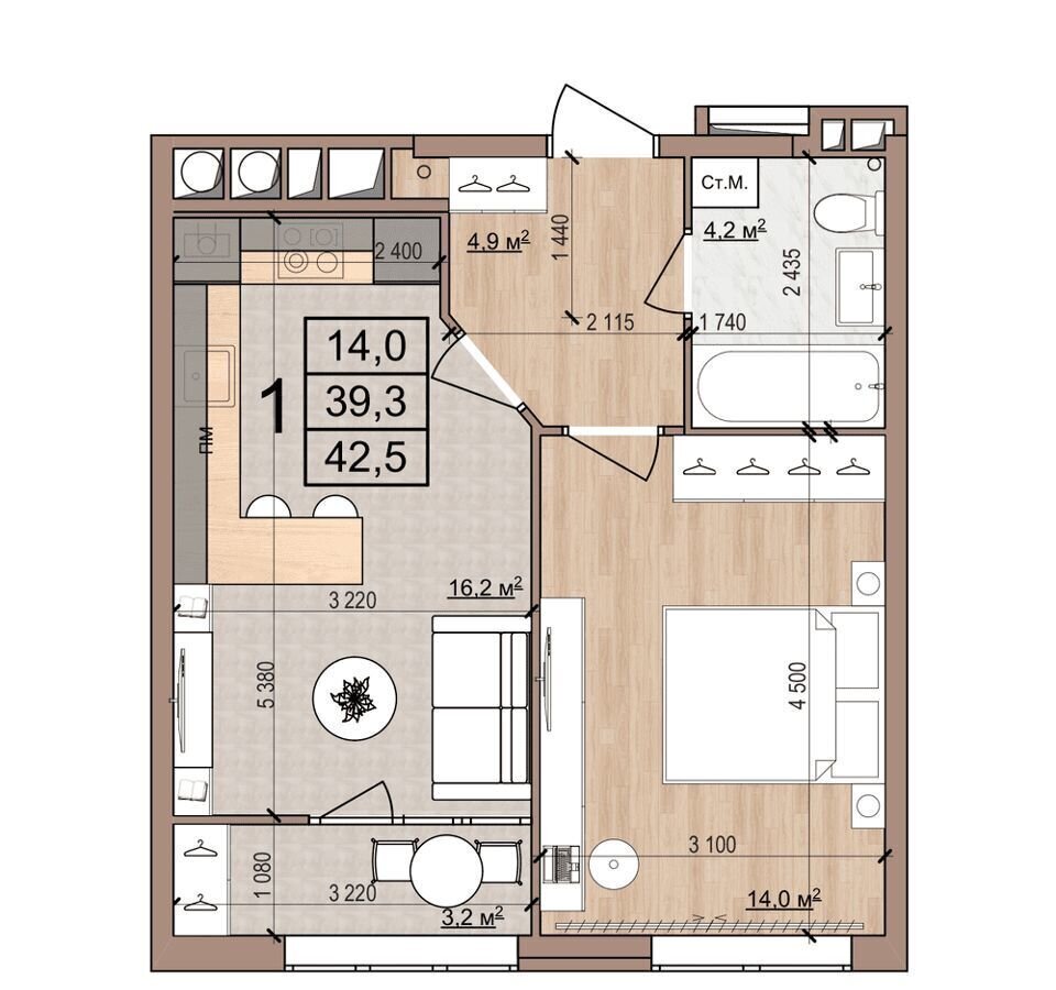 квартира г Рязань р-н Московский ул Медицинская 5 ЖК Skyline корп. 2 фото 14