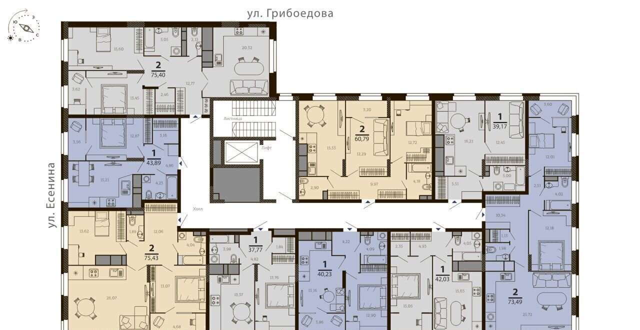 квартира г Рязань р-н Советский ул Есенина ЖД  «Татлин» фото 6