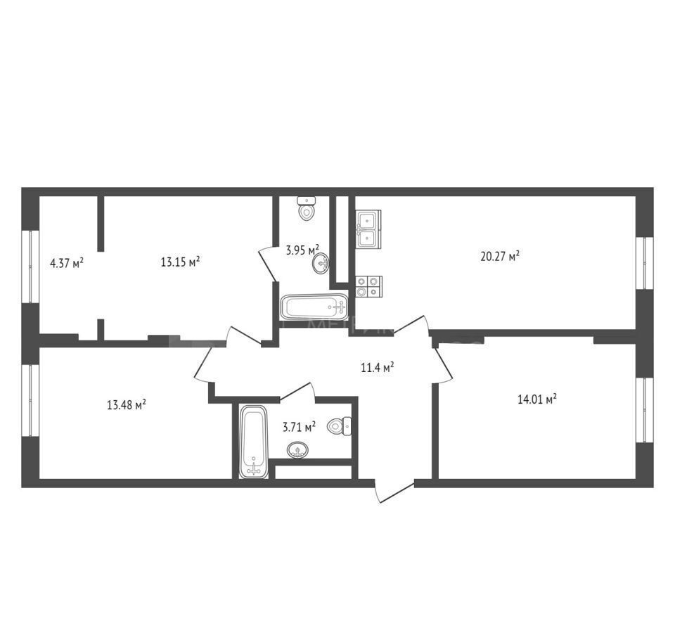 квартира г Тюмень р-н Центральный ул Братьев Бондаревых 1 ЖК «Life Residence квартал и парк» Центральный административный округ фото 40