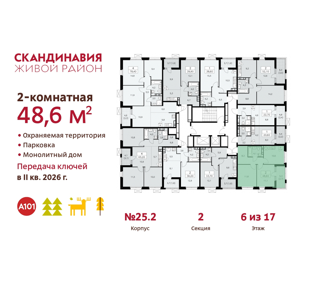 квартира г Москва п Сосенское б-р Скандинавский 25/2 жилой район «Скандинавия» Сосенское, Бутово фото 2