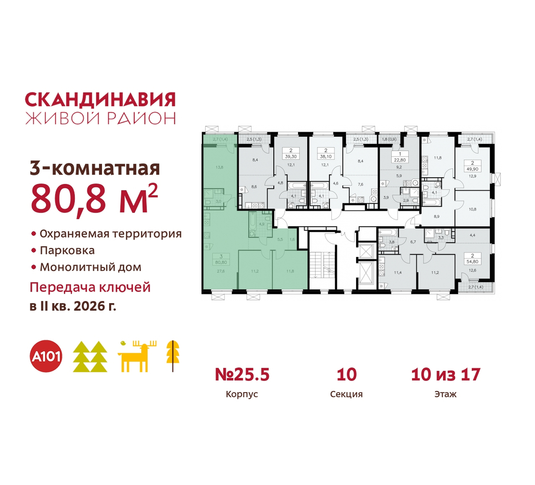 квартира г Москва п Сосенское б-р Скандинавский 25/5 жилой район «Скандинавия» Сосенское, Бутово фото 2