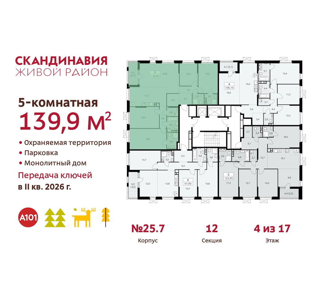 квартира г Москва п Сосенское б-р Скандинавский 25/7 жилой район «Скандинавия» Сосенское, Бутово фото 2