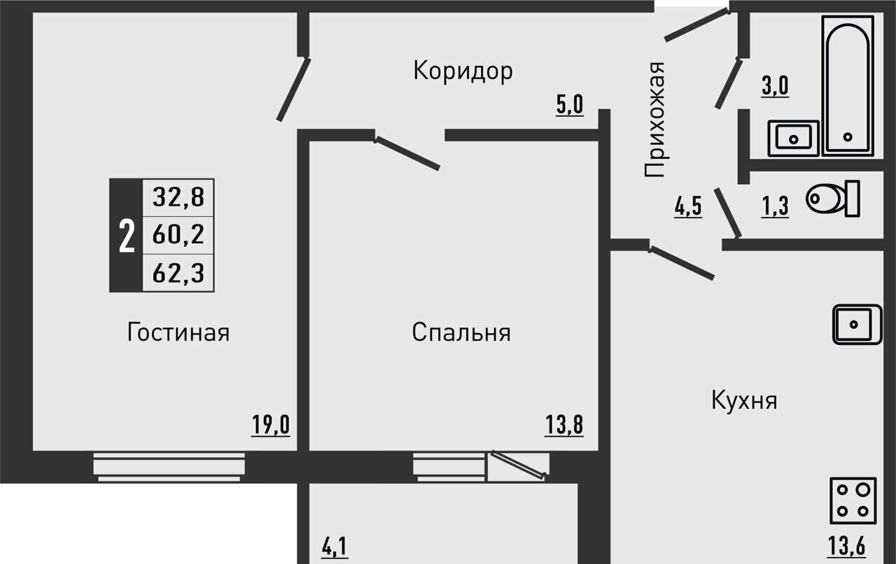 квартира р-н Орловский д Жилина ул Садовая 2 ЖК «Зеленый квартал» корп. 2, Орёл фото 3