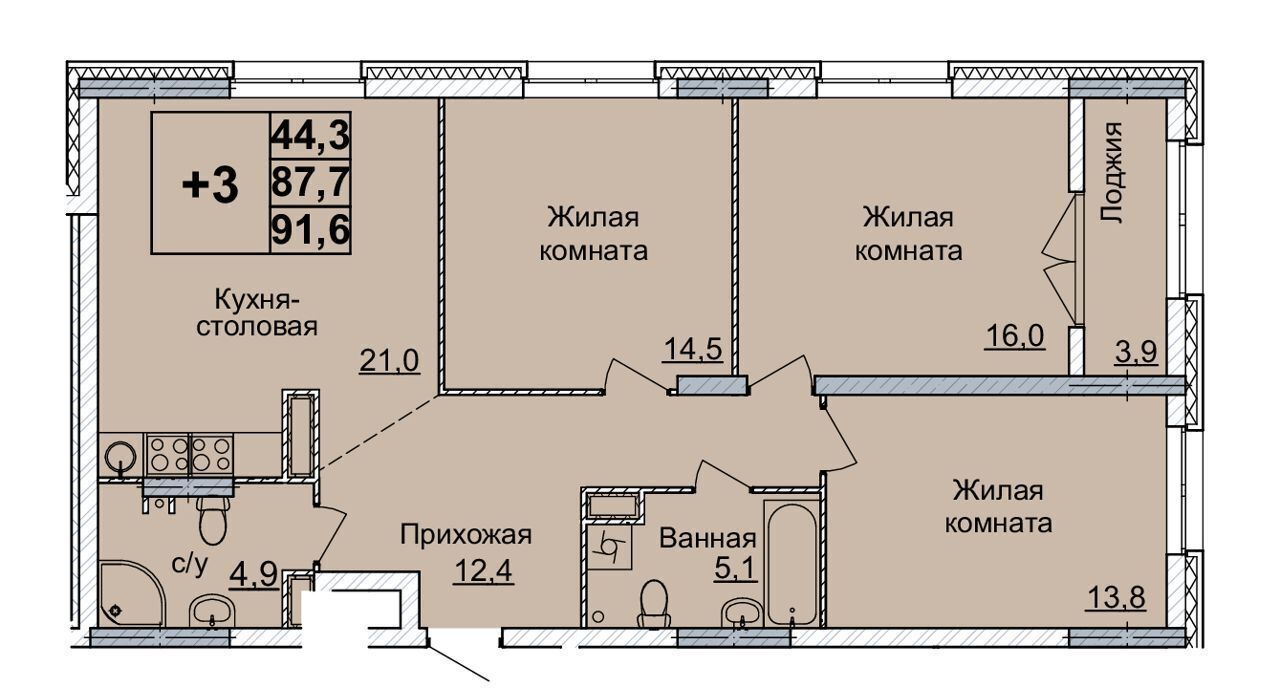 квартира г Нижний Новгород р-н Нижегородский Горьковская ул Родионова 10/1 ЖК «Горизонты Нижнего» фото 1