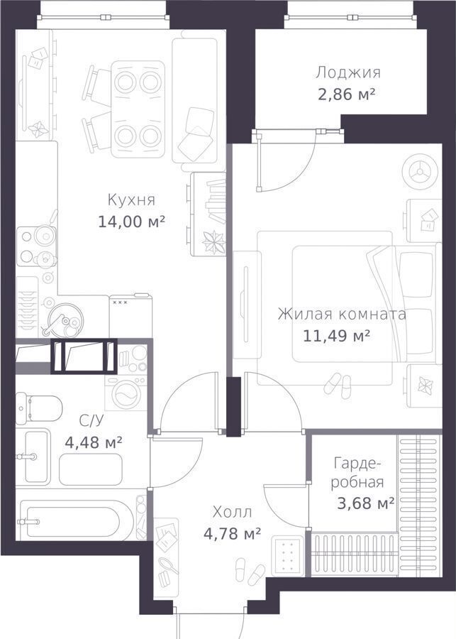 квартира р-н Всеволожский г Сертолово мкр Сертолово-1 ул Дмитрия Кожемякина 1 Сертолово фото 2