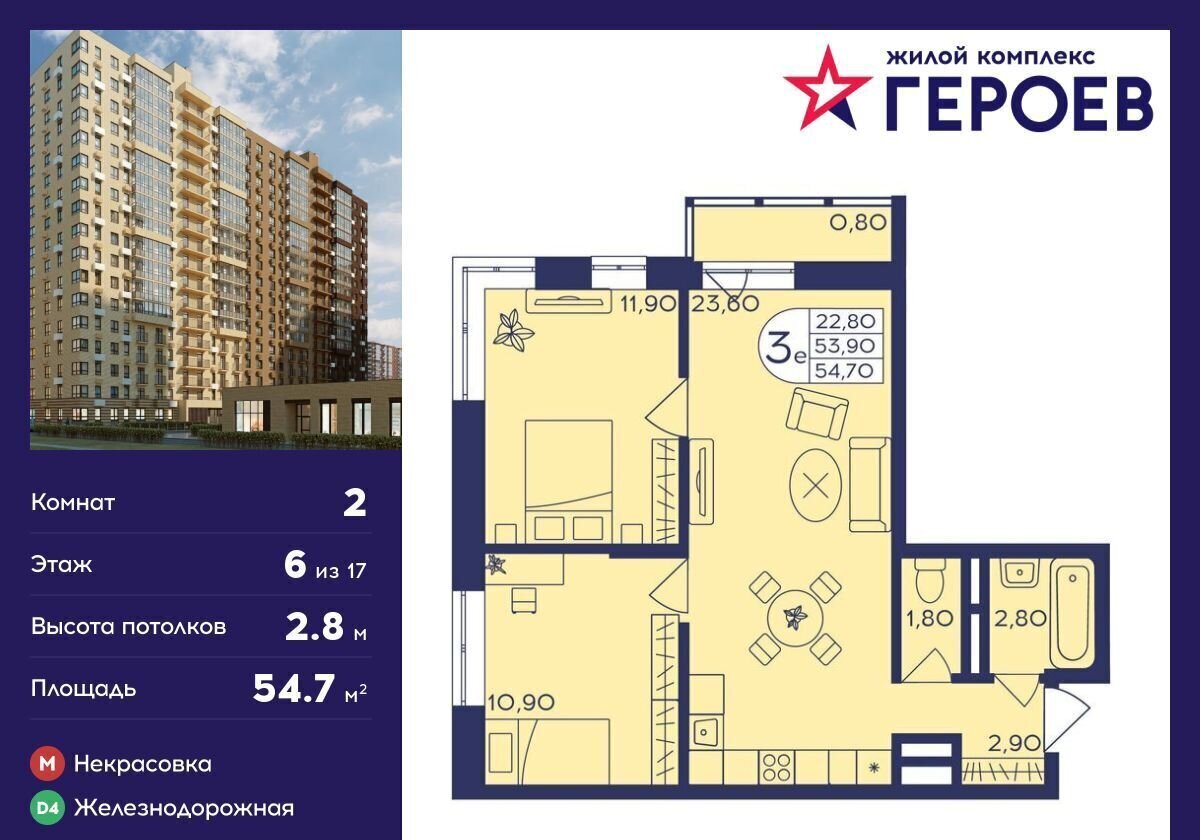 квартира г Балашиха мкр Железнодорожный ЖК «Героев» корп. 406, ул. Автозаводская фото 1