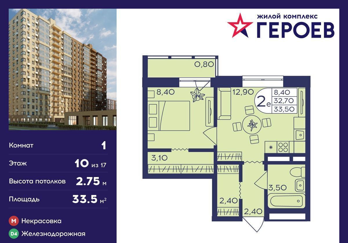 квартира г Балашиха мкр Железнодорожный ЖК «Героев» корп. 407, ул. Автозаводская фото 1