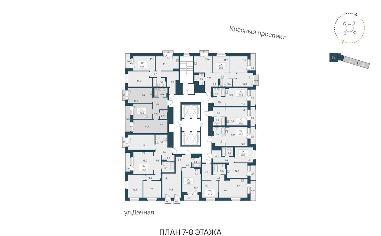 квартира г Новосибирск р-н Заельцовский Заельцовская пр-кт Красный 5 ЖК «Расцветай на Красном» фото 2