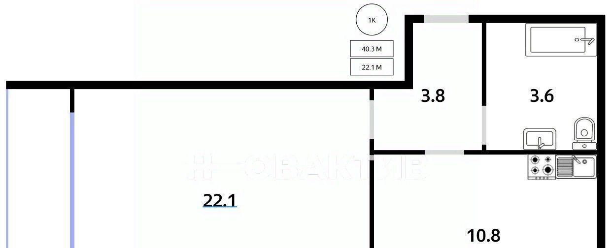 квартира г Новосибирск Студенческая ул Воскресная 37/1 фото 16