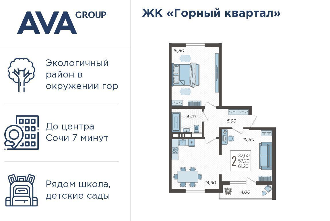 квартира г Сочи р-н Хостинский ЖК «Горный квартал» Хостинский район фото 1