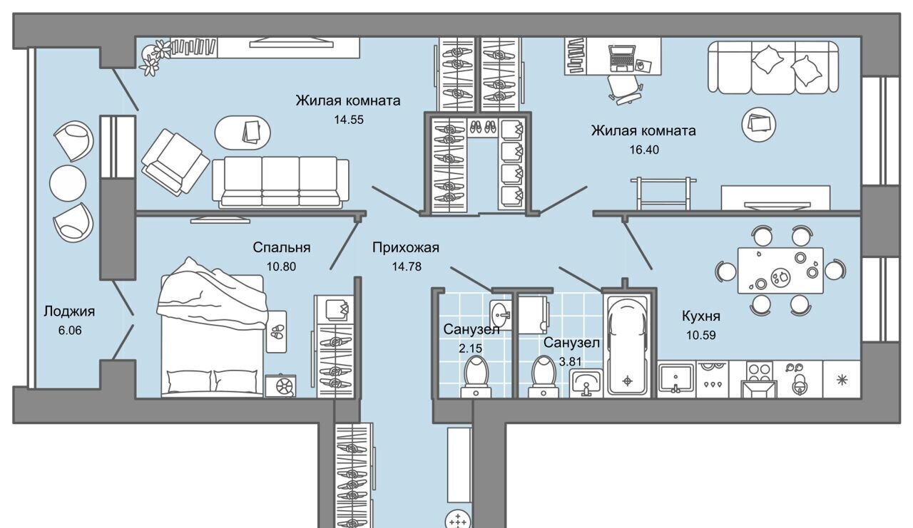 квартира г Ульяновск р-н Заволжский ЖК Центрополис 5 фото 1