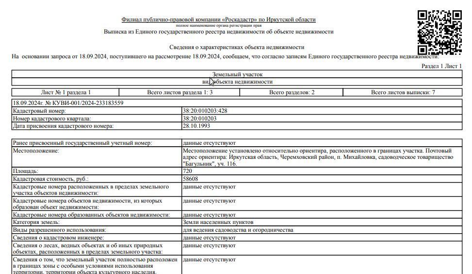 офис р-н Черемховский рп Михайловка снт Багульник фото 1